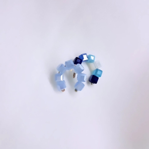 Blue cube ear cuffs